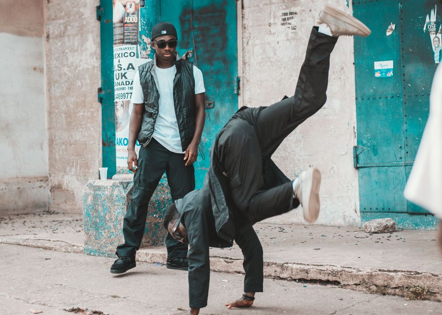 Dynamic street dance scene showcasing urban hip-hop culture with stylish performers.
